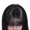 Glueless Short Pixie Cut Bob Human Hair Lace Front Pärlor med Bangs Brasilianska Transparenta Laces Wig Pre Plucket 8a 1b # Off Black