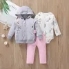 2018 New Bebe Neonate Ragazzi Vestiti Felpe con cappuccio maniche lunghe Maglione + pantaloni + tute Inverno 3 pezzi Set Abbigliamento neonato G1023