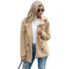 Women's Jackets CINESSD Women Autumn Winter Fleece Coat Lapel Long Sleeve Button Cardign Casual Solid Double Breasted Lamb Wool Coats