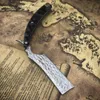 Men's classic razor, 3.14-inch Damascus steel forged blade, high-end ebony handle, men collectibles, gifts, handmade goods The blade is very sharp. Please use with care