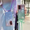 Crossbody Lanyard Strap Phone Cases For Samsung Galaxy S20 FE Note 20 Ultra 10 9 S10 Plus A31 A71 A51 A21S Glitter Necklace Cover