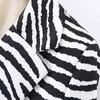 Vinatge Kvinna Lösa Zebra Stripes Blazer Coats Spring Casual Ladies Basic Outwear Kvinna Eleganta Streetwear Jackor 210515