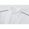 Streetwear White Cardigan Blusar Kvinnor Med Svart Väst Vår Harajuku Oversized Fashion Långärmade T-shirts Casual BF Toppar 210417