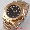 Full Rose Gold Plated Automatic Men Watch Sapphire Crystal Black Dial NH35A Movement Date Oyster Bracelet Wristwatches