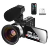 カムコーダー48MPビデオカメラ付きマイク付きYouTube for Vlogging 4Kウェブカメラ30fps 16xデジタルズームレコーダーカメラタッチスクリーン