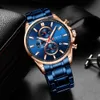 Curren Mens Watch Cassal Sport Watches Top Luxury Brand Blue Full Steel Quartz Writwatch Chronograph Военные часы Q0524