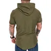 Men's T-Shirts Men T-shirt Summer Solid ShortSleeve T Shirt Casual Slim Hooded Streetwear Tshirt M-3XL Oversize Plus Size Tops