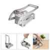 2 Blades Sainless Steel Potato Chip Making Tool Home Manual French Fries Slicer Cutter Machine French Fry Potato Cutting Machine 210406