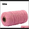 Przędza odzież tkanina odzież kropla dostawa 2021 m 100percent bawełna kolorowy przewód liny beżowy skręcony rzemiosło ramek ciąg DIY Home Textile Weddi