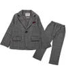 Teen Mädchen Kleidung Plaid Blazer Hosenanzüge Für Langarm Mädchen Set Herbst Mode Anzug 6 8 10 12 14 Jahr 210527