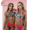 AndZhelika Sexy Bikini Set Girls Bandeau Leopard Swimsuit Brazylijski Swimwear Soft Cup Bikinis Dwa Kawałki Kostium kąpielowy 210722