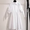 Menina de moda estilo doce verão vestido branco vestido branco plus size de duas peças set mulheres lace flores strap colete 210520
