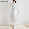 Elegant Girl Dress Summer Lace Embroidery Peter Pan Collar Party Dresses Casual Boho Midi Sundress Vestidos Feminino 210520