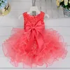 Ny baby flicka klänning tulle dop klänning flicka 1 år födelsedag beaded party bröllop baby kostym barn tutu kläder l1819xz q0716