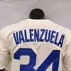 Fernando Valenzuela Jersey 1981 WS Patch Bleu Blanc Gris Crème Joueur Bleu Noir Mode Mexique Noir Mexique Blanc Salut au service