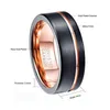 Wedding Rings Nuncad Men's Ring 8mm Black Matte Finish Tungsten Carbide Rose Gold Color Groove Bands Size 5-14