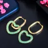 CZ Zirconia Yellow Gold Color Love Heart Shape Hoop Earrings Trendy Women Aesthetic Boho Jewelry Accessoires CZ838 210714