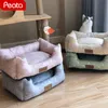 Chat Lits Meubles Pet Hiver Lavable Lit Coussin Chiot Chien Couchage Canapé Chaud Maison Tapis Fournitures Floral Chenil Mignon Pour Petits Chiens Y