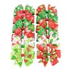 12 Colors Girl Christmas Hair Bows 3.1 inch Bow Boot Lucky Deer Santa Claus Red Green Patchwork Design Baby Girls Elegant Clippers Kids Accessory Gift