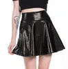 Dames metallic rok Glanzend Feest Uitlopende geplooide mini-jurk Skaterrokken Toneelkleding Boven de knie S-XXL Goud Zilver Groen Roze