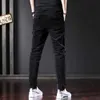 Style coréen mode hommes jean coupe ajustée élastique décontracté Busin velours côtelé pantalon Ly concepteur hiver Veet chaud crayon pantalon