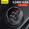 Baseus 24W USB 4.8A محول المحمول السريع ل I xiaomi مع شاشة LED شاحن الهاتف سيارة