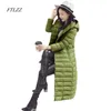 Winter Women Duck Down Kurtka Long Design Slim Moda Snow Wear Ultra Light Parkas Elegancki Płaszcz Dorywczo 210430