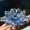 80mm cristallo di quarzo fiore di loto artigianato vetro fermacarte ornamenti fengshui figurine casa decorazione della festa nuziale regali souvenir 211015