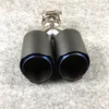 1 PCS Akrapovic Car Coated Blue Carbon Exaustores Dual Pipes Universal AK End Muffler Tips241c