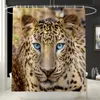 Tenda da doccia leopardata in pelliccia di animale con set di tappetini da bagno Tappeto da bagno morbido Tappetino copriwater divertente Tappetino da bagno impermeabile 210401