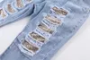 Mudkingdom Sparkly Paillettes Ragazze Crop Jeans Moda Gamba Dritta Bambina Ritagliata Pantaloni Denim Pantaloni Bambino Vestiti Estivi 210615