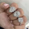 Clássico 925 Sterling Silver Simuled Diamante Casamento Noivado Cocktail Branco Topoz Topaz Dedo Anéis Para As Mulheres Jóias