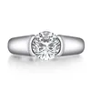 Lesf 925 Silver Women Engagement Smycken 2 CT Rund Cut Sona Diamond Wedding Bezel Set Rings Gift