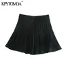 Women Chic Fashion With Chain Pleated Bermuda Shorts Vintage High Waist Back Zipper Female Skirts Mujer 210416