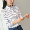 Koreańskie Kobiety Koszule Ol Bawełniane Eleganckie Dot Print Bluzka Blusas Mujer De Moda Kobieta Z Długim Rękawem Plus Rozmiar 210531