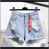 Mulheres Shorts Vestuário ZQLZ Summer High Waisted Denim Mulheres Plus Size 5XL Solto Buraco Borlas Harajuku Calças Sexy Jeans Curto Gi V7OR6