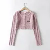 Nomikuma Frühling Sommer Hohl-out Kurze Strickjacke Koreanische Lange Hülse O-ansatz Pullover Kausalen Frauen Strickwaren 6E830 210427