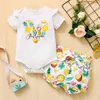 Verano 2pcs Baby Girl Algodón de manga corta Sweet FruitLemon Baby's Sets 210528