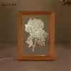 Faveur de fête Led cadre Photo en bois lampe 3D acrylique USB Table veilleuse noël fête de mariage chambre décoration cadeau
