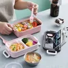 Portátil Stackable Kids Almoço Aço Inoxidável Aço Inoxidável Sopa De Armazenamento De Armazenamento Adulto Table Utensílios De Tabela De Plástico Isolado Bento Caixa 210818