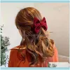 Ferramentas ProductsVeet Bow com clipe mulheres meninas elegante gravata cabelo vintage vintage vinho vermelho cabelo de baile de presentes festa1 drop entrega 2021 qve