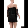 Casual Dresses Apparel Tassel Dress Women Sexy Summer Off Shoulder Beach Strap Low Cut Black White Short Party For Egngi