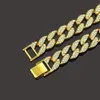 15mm Iced Out Kubanskt halsband kedja Hip Hop Smycken Choker Guld Silver Färg Rhinestone CZ Clasp för Mens Rapper halsband Link X0509