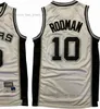 Camisas de basquete masculino para crianças 21 Tim 10 Dennis Duncan Rodman David 50 Robinson Retro Jersey 1998-99