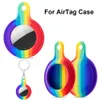 Rainbow Silicone Protector Cover with Key Chain for AirTags Colorful Liquid Anti-scratch Anti-fall Case Shell Air Tags Keychian