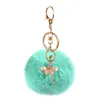 2022 Key Chain Party Favorit Gullig Rhinestone Ballerina Girl Rex Rabbit Fur Ball Kvinnlig väska Hängsmycke