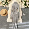 Turtleneck tröja klänning höst vinter långärmad stickad bodycon koreanska mode slim elastisk varm mantel 210603