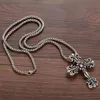 Großhandel Kreuz Edelstahl Anhänger Halskette Titan Stähle Vintage Retro Gothic Punk Stile Hip-Hop Lange Pullover Kette Party Schmuck Zubehör