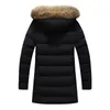 KKSKY Hooded Winter Jacket Män Tjock Varma Parka Män Black Jacket och Coat Long Style Jacket Fur Collar Vindskyddad överrock 8xL 211104