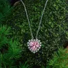 Designer handgjorda rosa safir halsband 14k vitguld eller sterling silver
